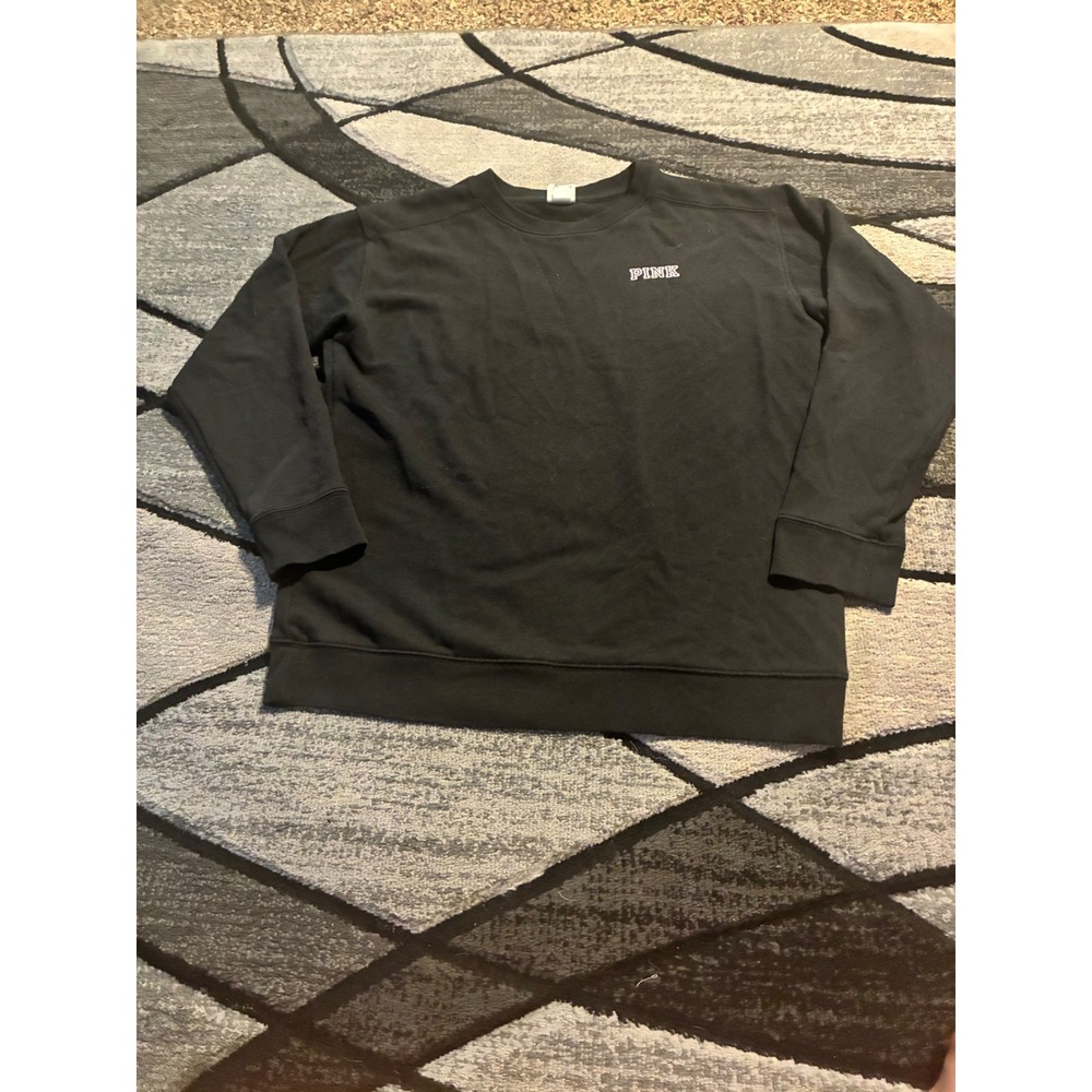 PINK Victoria's Secret Black Crewneck Sweatshirt XS Logo Pullover